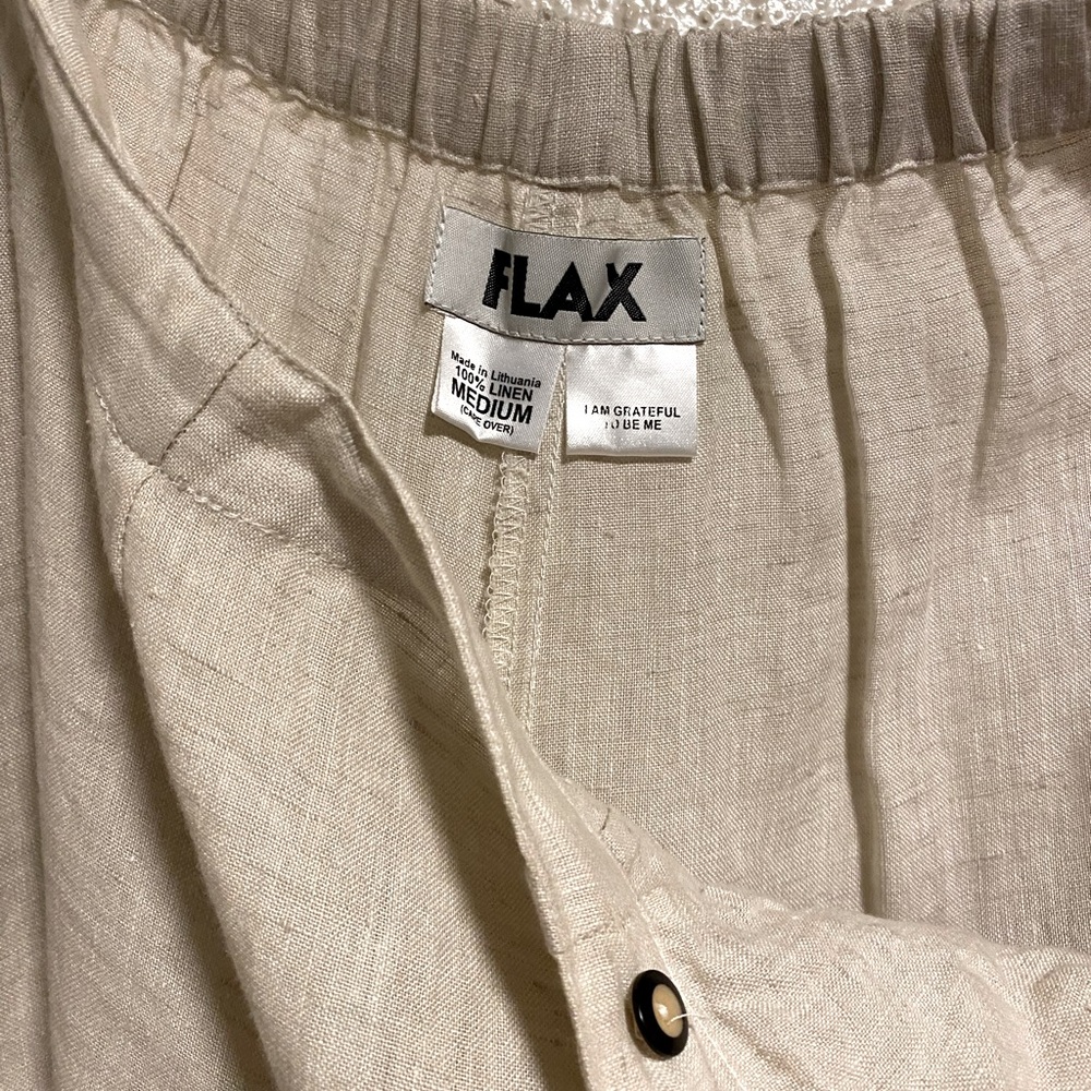 FLAX Cream Wide Leg Linen Pants Size Medium